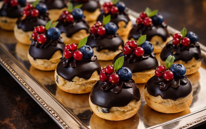 BİTTER ÇİKOLATALI ORMAN MEYVELİ PROFİTEROL TOPLARI