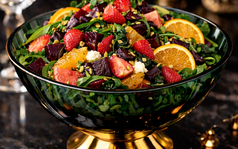 ÇİLEK PANCAR NARENCİYELİ ISPANAK ROKA SALATASI