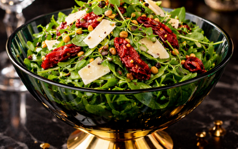 KURUTULMUŞ DOMATES ve PARMESANLI ROKA SALATASI