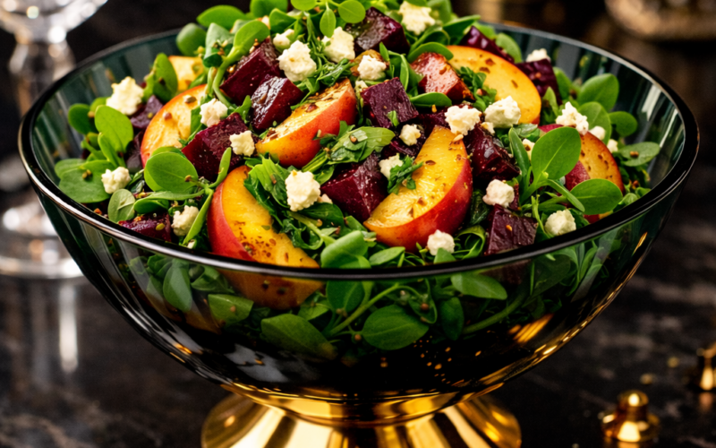 ŞEFTALİ PANCAR ve BALZAMİKLİ SEMİZOTU SALATASI