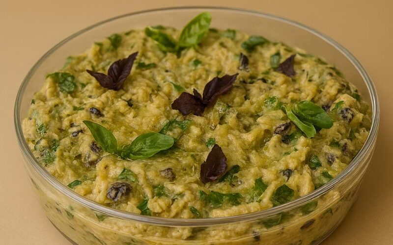 TAHİNLİ ve REYHANLI KÖZ PATLICAN SALATASI